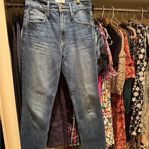 Frame Denim Straight-Leg Mid-Blue Jeans